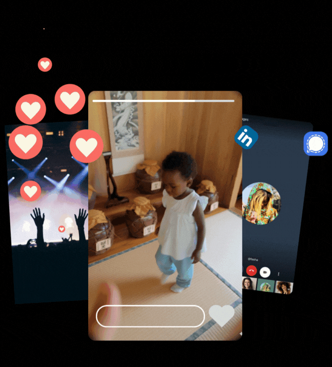 Phone mockups showing app interface
